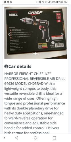 Chief 1/2" Professional Reversible Air Drill High Torque CH05RAD for sale online