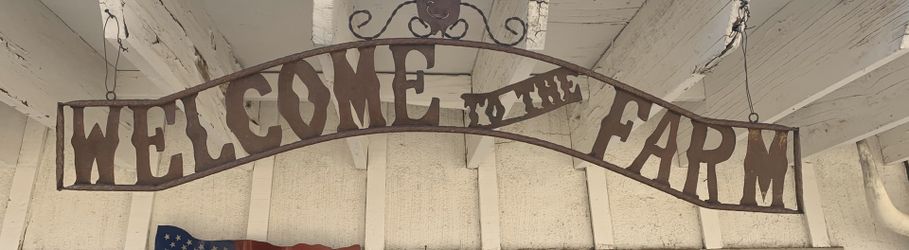 Welcome to the farm 4 ft sign Garden Ranch Farm Decoration Garden Yard Art Handcrafted Recycled Metal Sighn