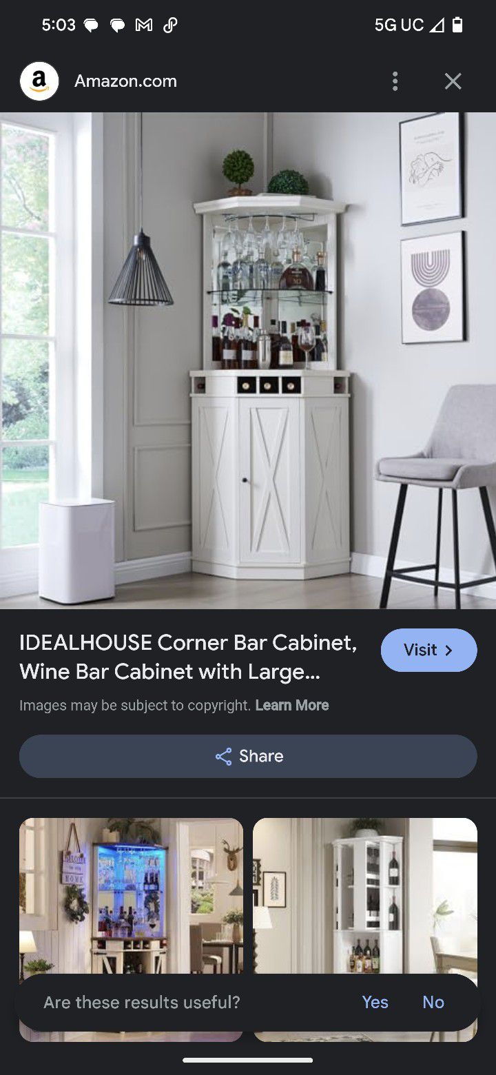 Corner Wood White Bar Cabinet