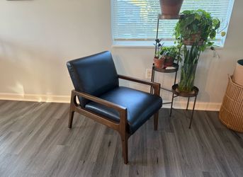 Accent chair faux leather black wood