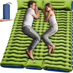 New Double Sleeping Pad - Self Inflating 4" Extra-Thick for 2 Person with Pillow Built-in Foot Pump Inflatable Sleeping Mat for Backpacking, Hiking, T