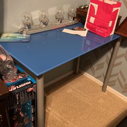 Blue Glass Top Ikea Desk