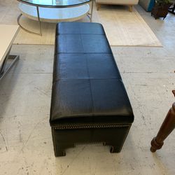 Black Leather Storage Bench 5b