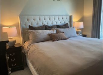 King Size Upholstered Platform Bed Frame