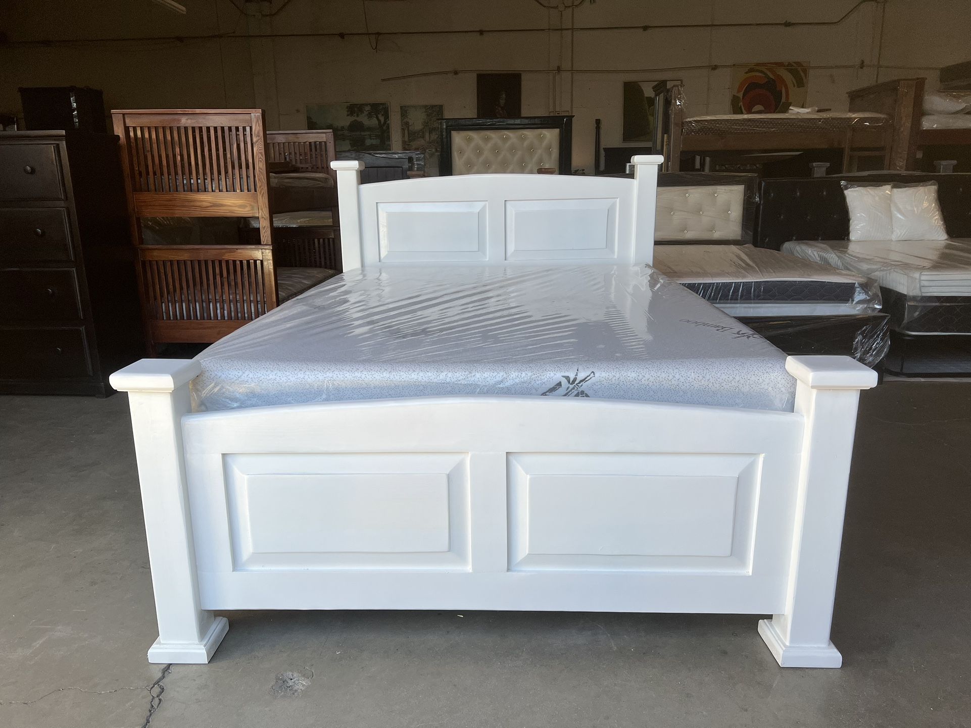 White Full Bed And Foam Mattress