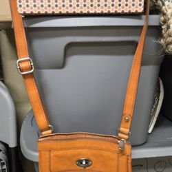 Orange Leather Crossbody Purse Fossil