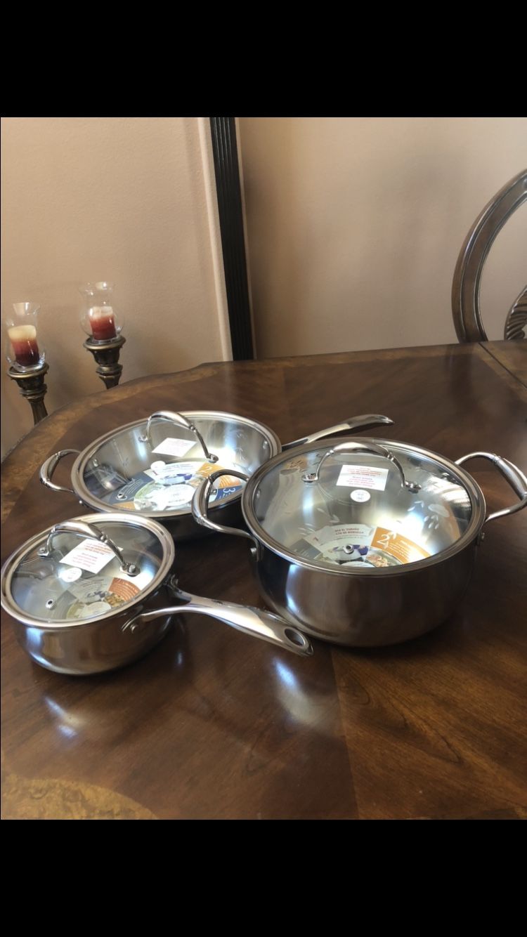 Princess house set de triply caserola de 6 qt sarten de 12” olla de 1.75 qt  for Sale in Palmdale, CA - OfferUp