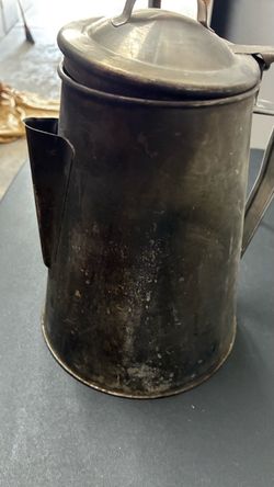 Antique Tin Cowboy Coffee Pot