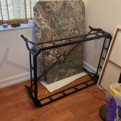 Black Metal Coffee Table With Marble Top Plus Two FREE Side Tables Without Glass Top. 