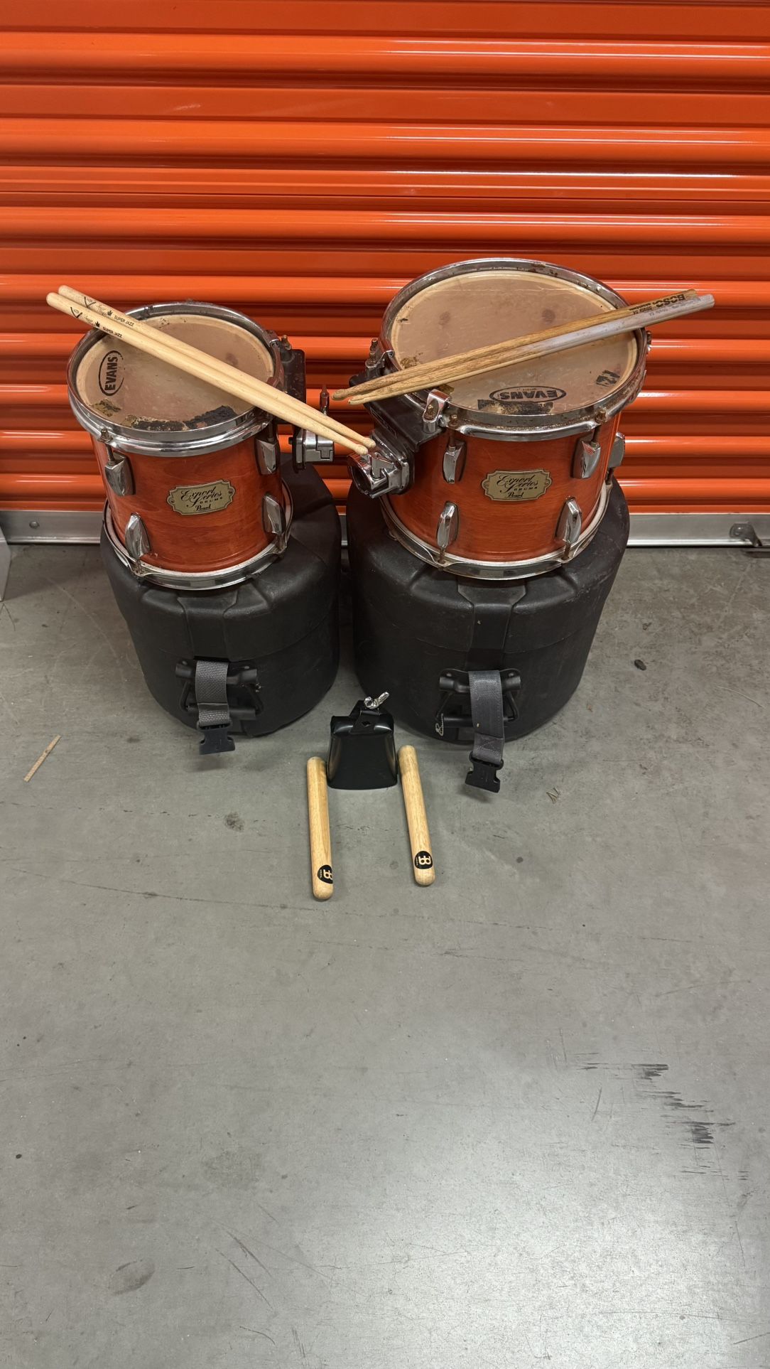 Pearl Export Series Tom Drums (Set of 2) + Cases + Cowbell + Sticks – Classic Kit!