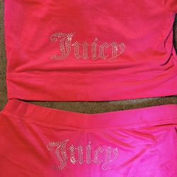 NWT Juicy Couture Hot Pink Velour Tracksuit Rhinestone Logo Y2K Set