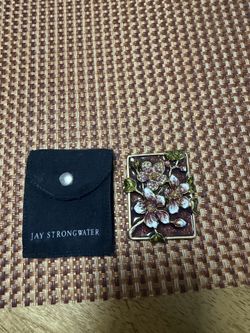Jay Strongwater Enamel Crystal Flowers Pocket Mirror