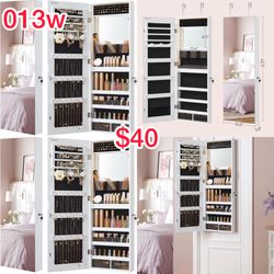 Door Mounted Jewelry Armoire Organizer with Mirror,