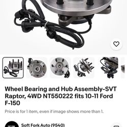 New  Wheel Bearing and Hub Assembly-SVT Raptor, 4WD NT550222 fits 10-11 Ford F-150