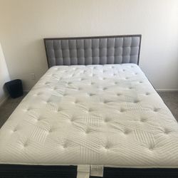 Queen Size Mattress & Walnut Bed Frame (sold Together Or Separate) 