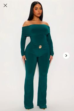 XL Emerald Green Off Shoulder Jumpsuit
