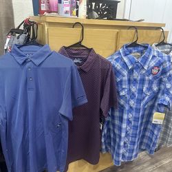 Men wrangler jeans  20$ and shirts 10$ work shirts $7