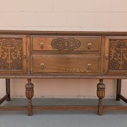Vintage Modern Regency Wood Console Media Entryway Sofa Sideboard Table 