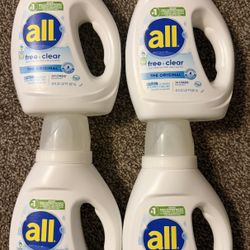 NEW 120 Ounces All Free Clear Laundry Detergent - 96 Loads - Comes as set of (4) 30-Oz Bottles  —#1 recommended detergent brand by dermatologists, all