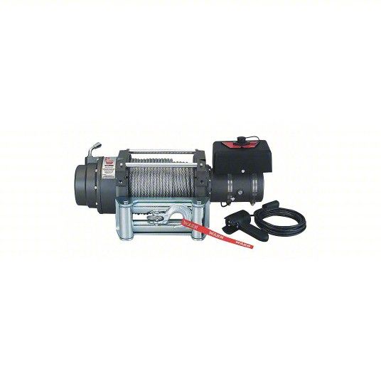 WARN Electric Winch: Pulling, 12V DC, 12,000 lb 1st Layer Load Capacity, 125 ft Cable Lg, Planetary