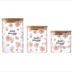 Square Glass Storage Jar with Bamboo Lid