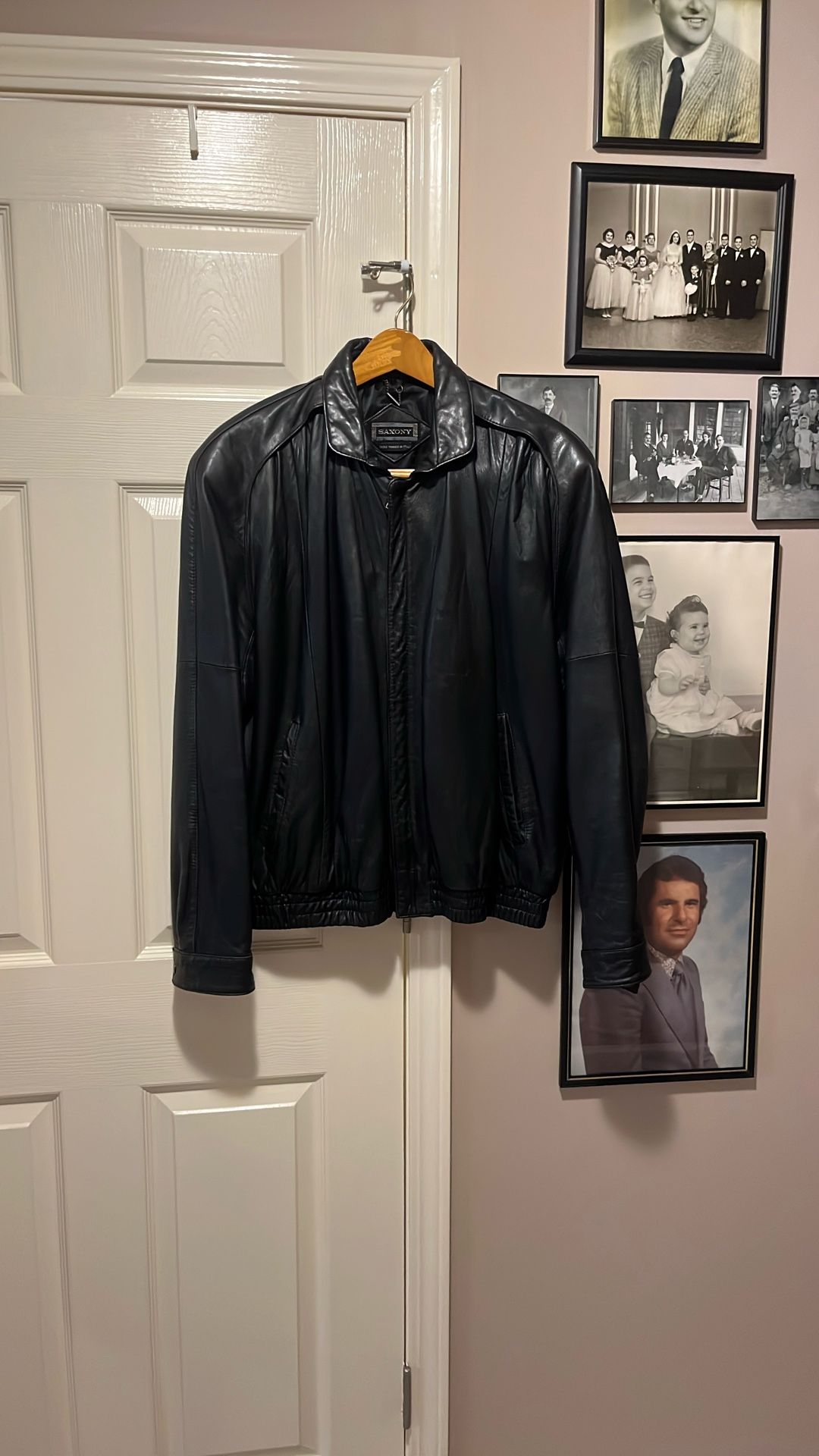 Men’s Blk Genuine Leather Jacket From Italy