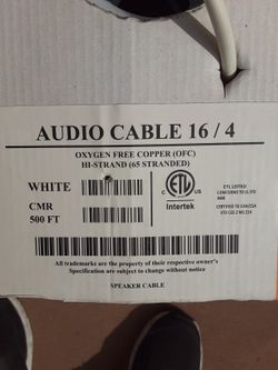 Audio Cable 16/4 speaker cable - 21 Feet Left