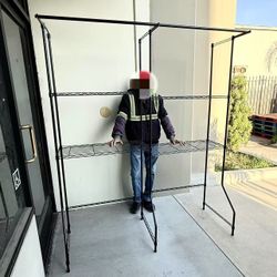 New In Box 66”W x 21”D x 77”H Adjustable Clothing Hanging Drying Rack Over The Washer And Dryer Garage Storage Organizer Shelf 