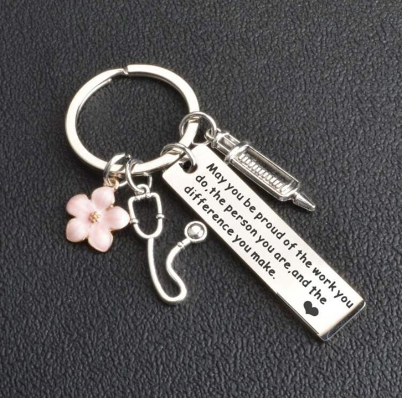 Nurse/Healthcare Worker Silver Keychain