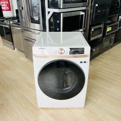 Samsung - 7.5 cu. ft. Smart Electric Dryer with Steam Sanitize+ and Sensor Dry - Ivory Model:DVE50BGEA3 E7 