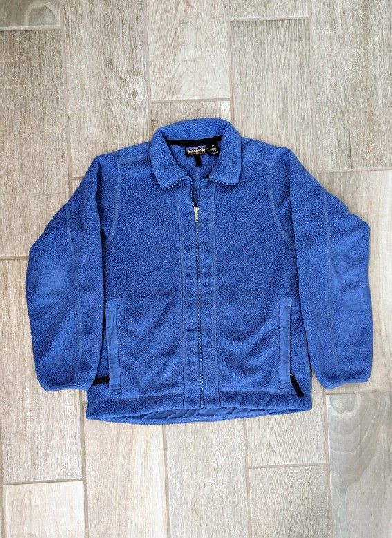 Vintage Patagonia women's synchilla fleece zip up jacket medium made in USA blue