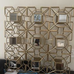 Set Of 2 Wall Decor MetalGold Mirror 