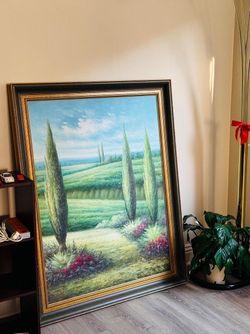 Large Framed Tuscan Oil Painting