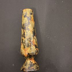 Vintage mini Fat Lava Bud Vase Orange Black Drip Glaze Mid-Century