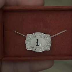 L initial belt buckle women’s necklace 