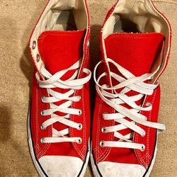 CONVERSE Red High Top Sneakers Size Women 11 Men’s 9