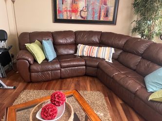 Brown Leather Sectional Sofa & Recliner  Chair