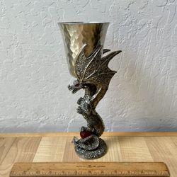 Fellowship Foundry Platinum Dragon Pewter Goblet w/ Red Crystal Limited Edition