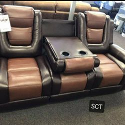 ❗Briscoe Brown Double Reclining Living Room Set Couch 🛋️ Sofa & Loveseat 