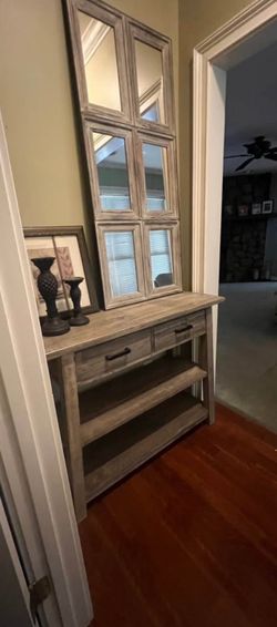 Pottery Barn Benchwright Console with same style Mirror