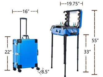 Kemier Blue Rolling Makeup Case