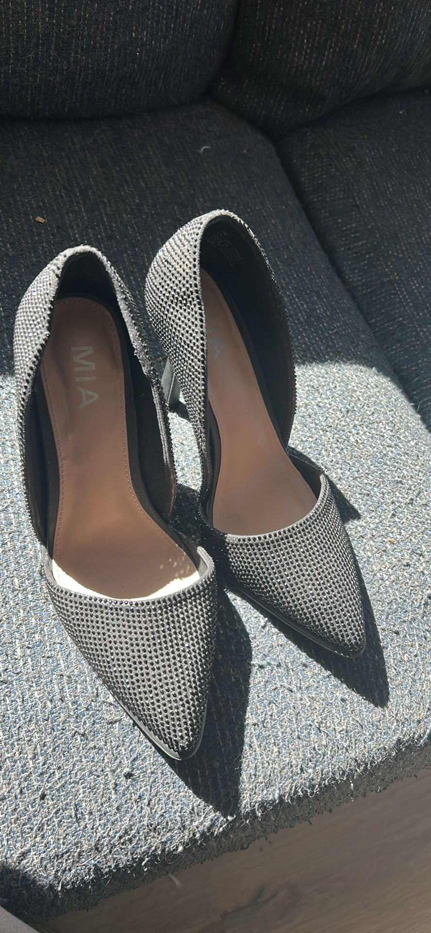 Sparkling black high heels