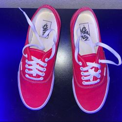Red Authentic Vans Lows Size 9