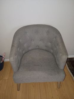 Gray Tufted Barrel Accent Chair