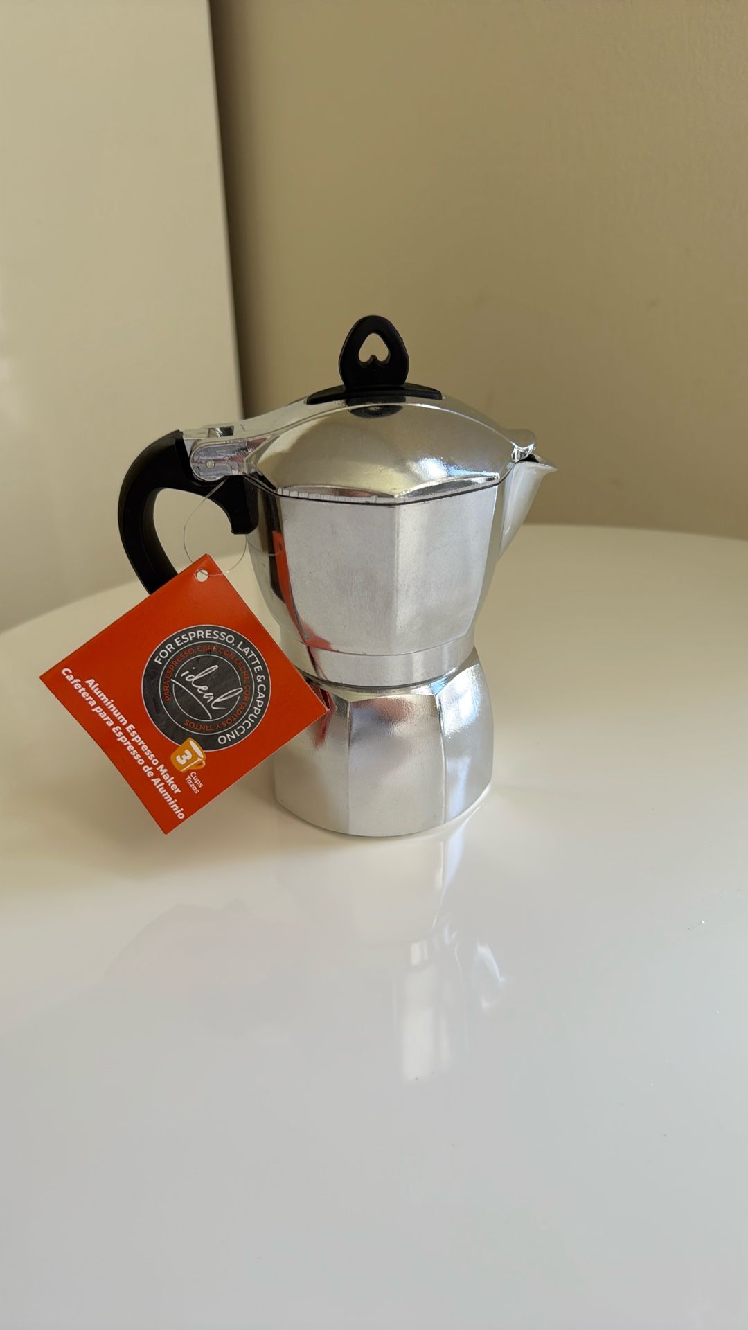 Imusa 3 Cup Stovetop Espresso Maker With Heart Shaped Knob