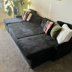 Black Sectional Sofa with Double Storage Chaise