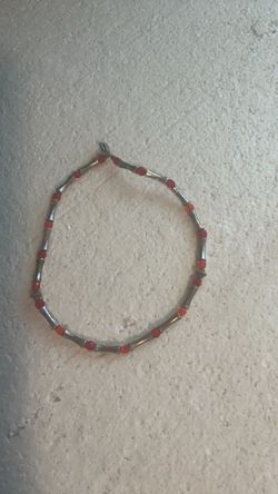 Vintage sterling choker with red beads