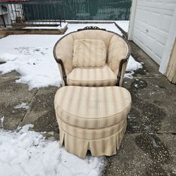 Beautiful French Style Chair And Ottoman 