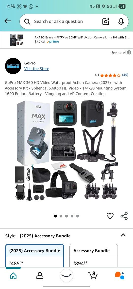 GoPro Max With Carrying Case Two Batteries & Charge Hub