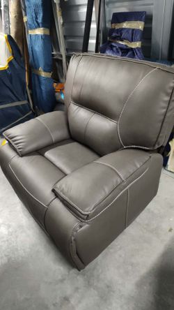 Pemberly Row Modern Fabric Power Recliner in Haze Gray Finish